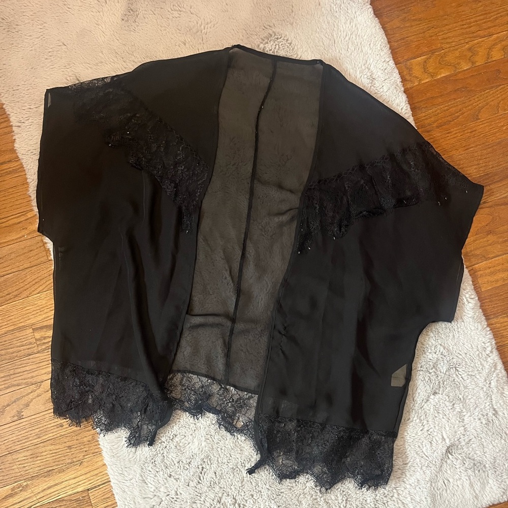 Forever 21 Black Lace Trim Poncho